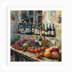 Fruit And Wine Art Print