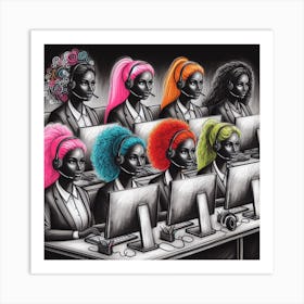 Call Center Women Art Print