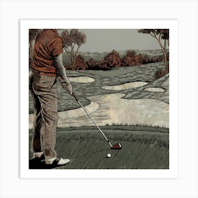 Golfer At The Tee 1 Affiche