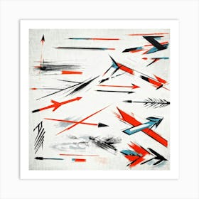 Abstract Hand Drawn Arrows And Pointers Set Collection Positioned At Various Angles Across The Canv (1) Art Print