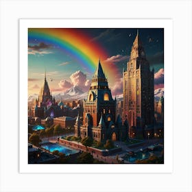 Rainbow Over The City Art Print