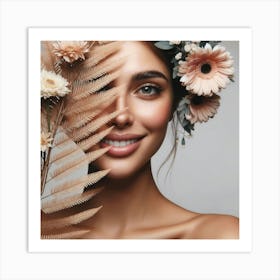 Beautiful Woman With Flowers 3 Art Print