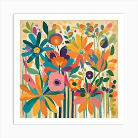 Flowers On The Wall Art Print