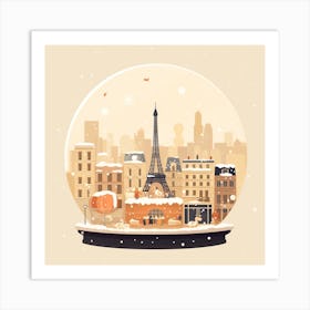 Paris France 3 Snowglobe Art Print