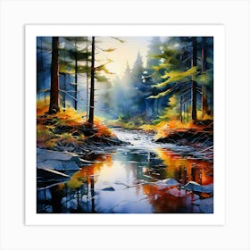 Watercolor Landscape Abstract Superior National Forest Studio Photography Art Print