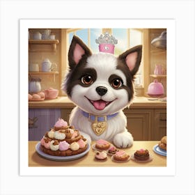 Princess Dog in Kitchen Art Print