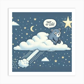 Bear On A Cloud Art Print