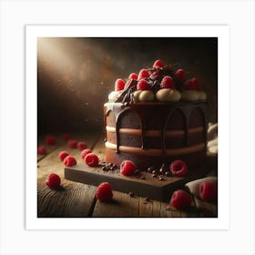 Chocolate Cake With Raspberries 1 Art Print