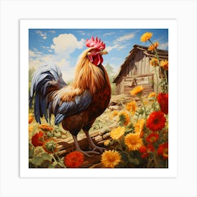 Rooster In The Field 5 Art Print