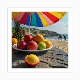 Tropical Fruits On The Beach Art Print