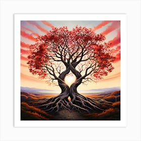 Tree Of Life, Two Intertwined Trees Growing Together Symbolizing Enduring Love And Partnership 2 Art Print