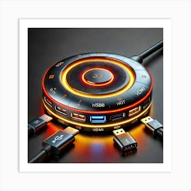 Flame Colored Usb C Hub Art Print