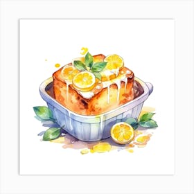 Lemon Cake Watercolor Illustration Art Print