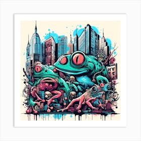 Frog Street Art 3 Art Print