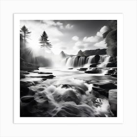 Black And White Waterfall Art Print