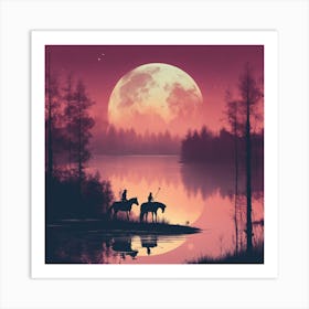 Moonlight Over The Water Art Print