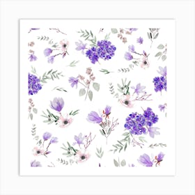 Geranium Flowers White Purple Art Print