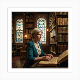 The Elderly Lady Librarian 056 Art Print