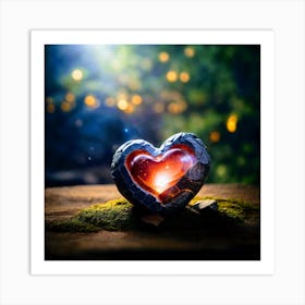 Photoreal Beautiful Air Stone Heart With Magic Shining 1 2 Art Print