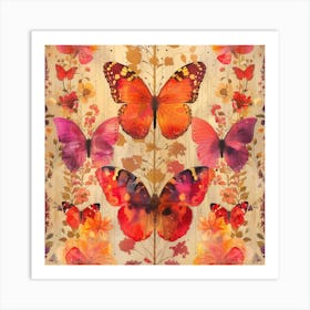 Butterflies On A Tree Art Print