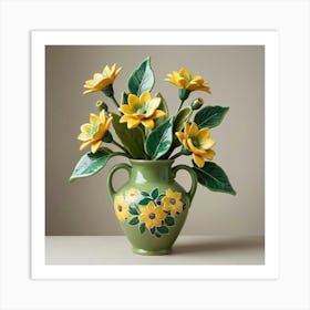 Yellow Flowers In A Vase Art Print