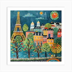 Kids Travel Illustration Paris 3 Art Print