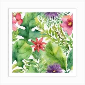 Watercolor Floral Pattern 7 Art Print