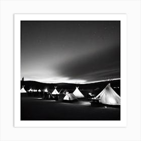 Teepees At Night 4 Art Print