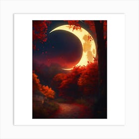 Moon In The Forest Art Print