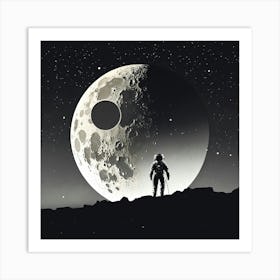 Astronaut and Moon Art Print