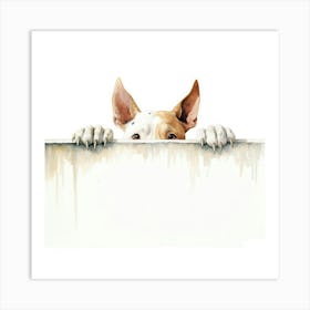 Dog Peeking Over The Wall 8 Art Print