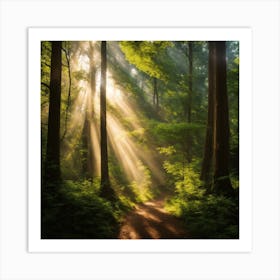 Sunbeams In The Forest 1 Art Print