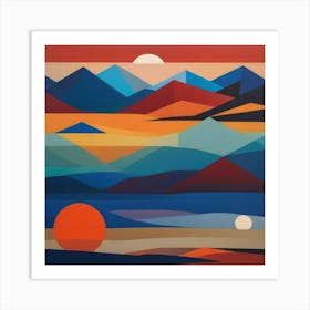 Sunset In The Mountains Art Print