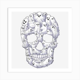 Skull Boo Ghost Funny Boo Ghosts Halloweens Men Women Art Print