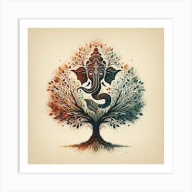 "Serene Divinity" is a captivating artwork that merges the iconic image of Ganesha with the timeless beauty of a tree, symbolizing growth, wisdom, and spiritual enlightenment. The warm autumnal hues blend seamlessly with the cool tones of renewal, reflecting the cycle of life and the balance of nature. This piece is an ideal acquisition for those seeking a blend of cultural richness and natural aesthetics. Its serene presence is perfect for creating a peaceful and contemplative space, making it a must-have for meditation rooms, living spaces, or any place where tranquility is cherished. "Serene Divinity" is not just a decoration; it's an investment in a serene atmosphere and a touch of spiritual elegance. Art Print