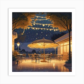 Cafe Terrace At Night (1) Art Print