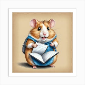 Hamster With Book Art Print