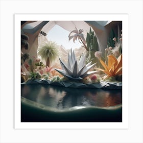 Origami Botanical Oasis 1 Art Print