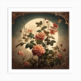 Moonlight Roses Art Print