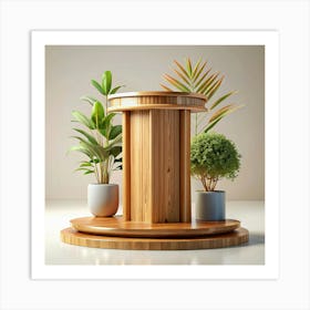 Wooden Display Stand With Potted Plants Art Print