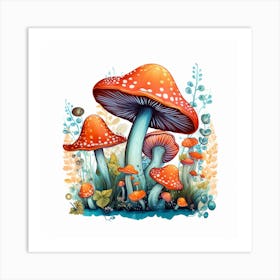 Mushrooms In The Forest 47 Art Print