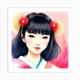 Guardian of Heritage: The Artful Geisha Art Print