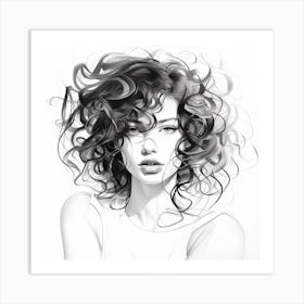 Curly Haired Girl Art Print