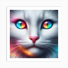 Cat With Colorful Eyes Art Print
