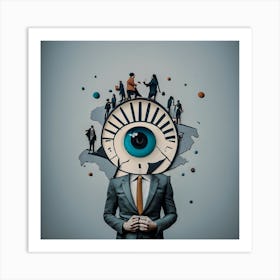 Businessman With An Clock Eye Art Print