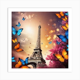 Paris With Butterflies 175 Art Print