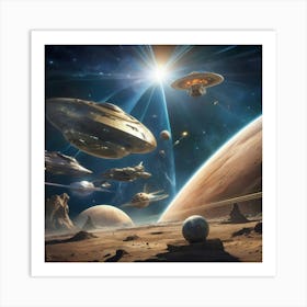 Aliens In Space Art print paintings Art Print