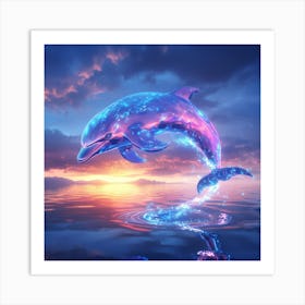 Dazzling Dolphin Splashing Art Print