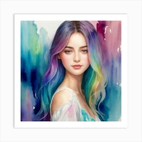 Rainbow Haired Girl Art Print