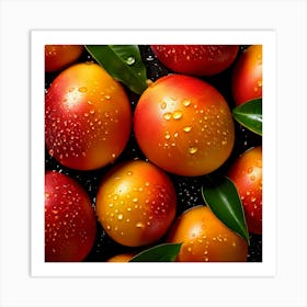 Mangoes On A Black Background Art Print